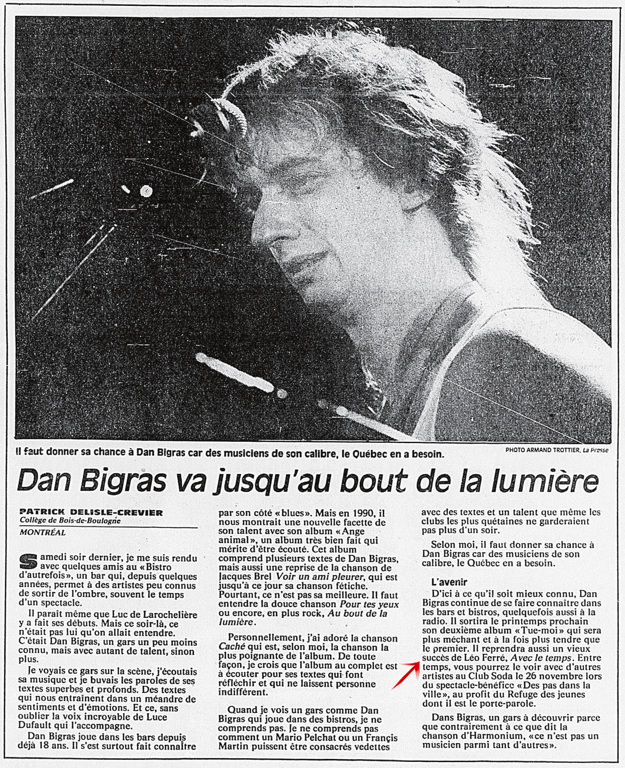 Léo Ferré - La Presse, 10 novembre 1991, Cahier A